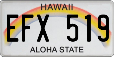 HI license plate EFX519