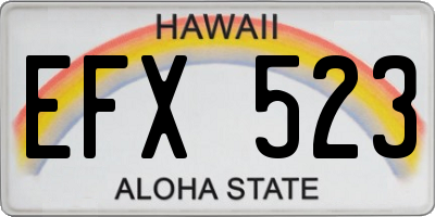 HI license plate EFX523