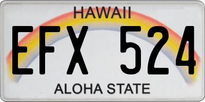 HI license plate EFX524