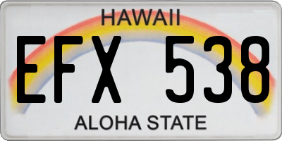 HI license plate EFX538