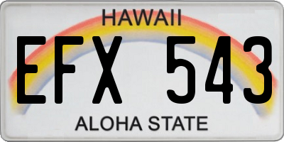 HI license plate EFX543
