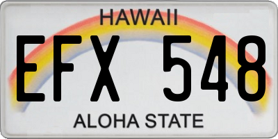 HI license plate EFX548