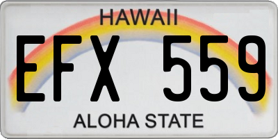 HI license plate EFX559