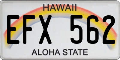 HI license plate EFX562
