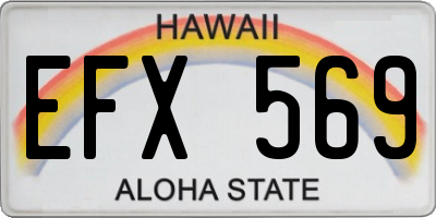HI license plate EFX569