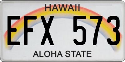 HI license plate EFX573