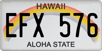 HI license plate EFX576
