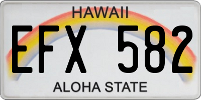 HI license plate EFX582