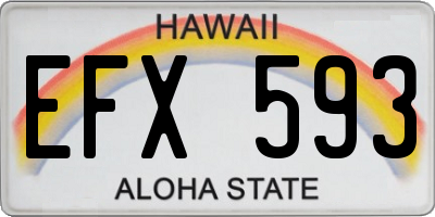 HI license plate EFX593