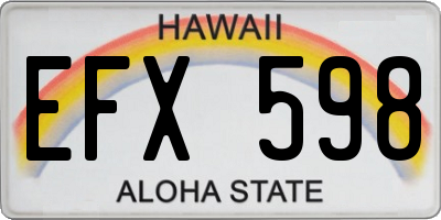 HI license plate EFX598