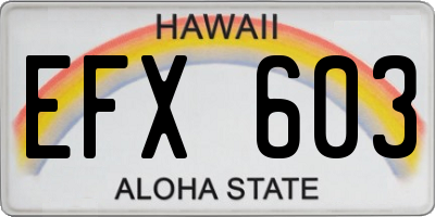 HI license plate EFX603