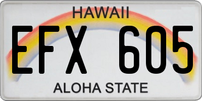 HI license plate EFX605