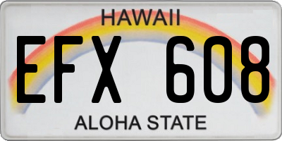 HI license plate EFX608