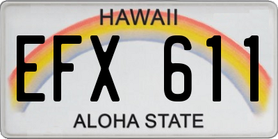 HI license plate EFX611