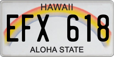 HI license plate EFX618