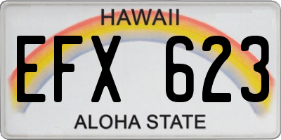 HI license plate EFX623