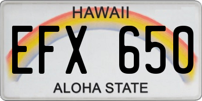 HI license plate EFX650