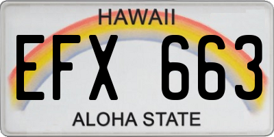 HI license plate EFX663