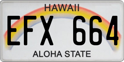 HI license plate EFX664