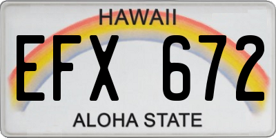 HI license plate EFX672