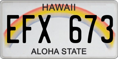 HI license plate EFX673