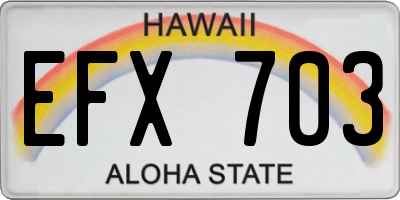 HI license plate EFX703