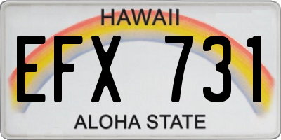 HI license plate EFX731