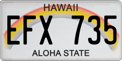 HI license plate EFX735
