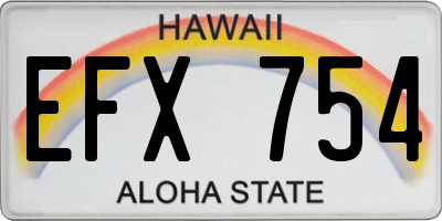 HI license plate EFX754