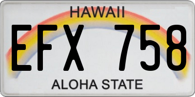 HI license plate EFX758