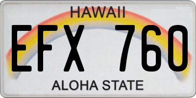 HI license plate EFX760
