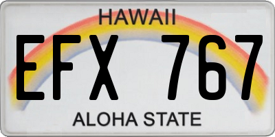 HI license plate EFX767