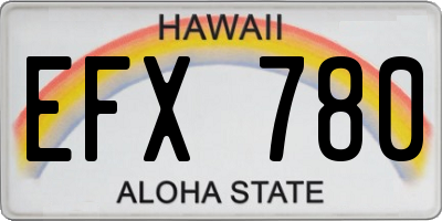 HI license plate EFX780