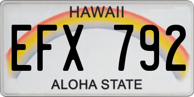 HI license plate EFX792