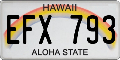 HI license plate EFX793