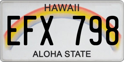 HI license plate EFX798