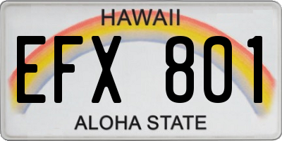 HI license plate EFX801