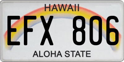 HI license plate EFX806