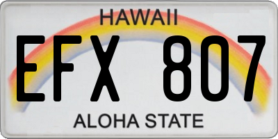 HI license plate EFX807
