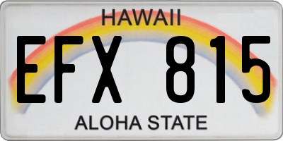 HI license plate EFX815