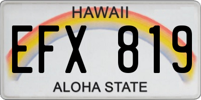 HI license plate EFX819