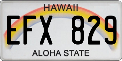 HI license plate EFX829