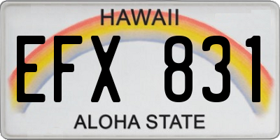 HI license plate EFX831