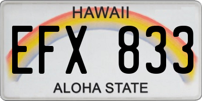 HI license plate EFX833