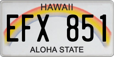 HI license plate EFX851