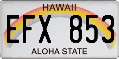 HI license plate EFX853