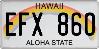 HI license plate EFX860