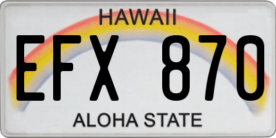 HI license plate EFX870