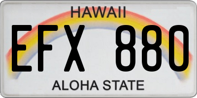 HI license plate EFX880