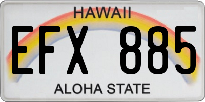 HI license plate EFX885